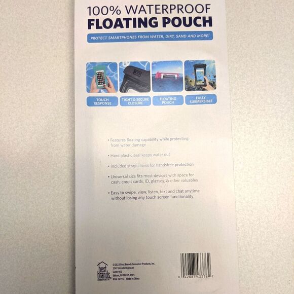 DryPro 100% Waterproof Floating Pouch, Includes Strap, 4" x 6" - Picture 2 of 2